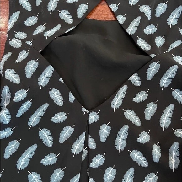 Anthropologie Philosophy black and aqua feather print open back dress size small - Picture 4 of 6